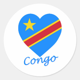 Congo Democratic Republic Flag Heart Classic Round Sticker
