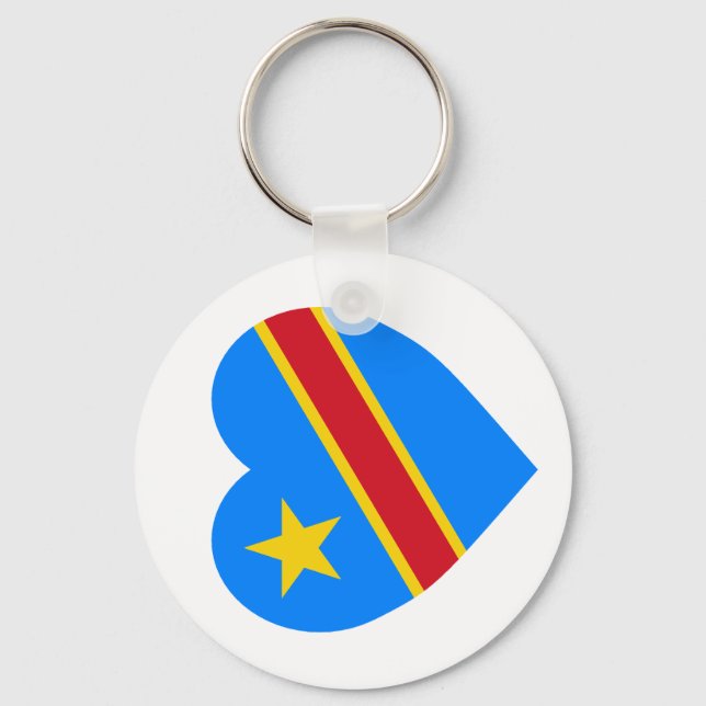 Congo Democratic Republic Flag Heart Key Ring (Front)