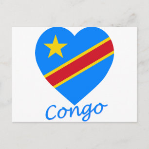 Congo Democratic Republic Flag Heart Postcard