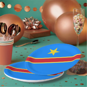 Congo flag paper plate