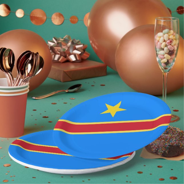 Congo flag paper plate (Multi)
