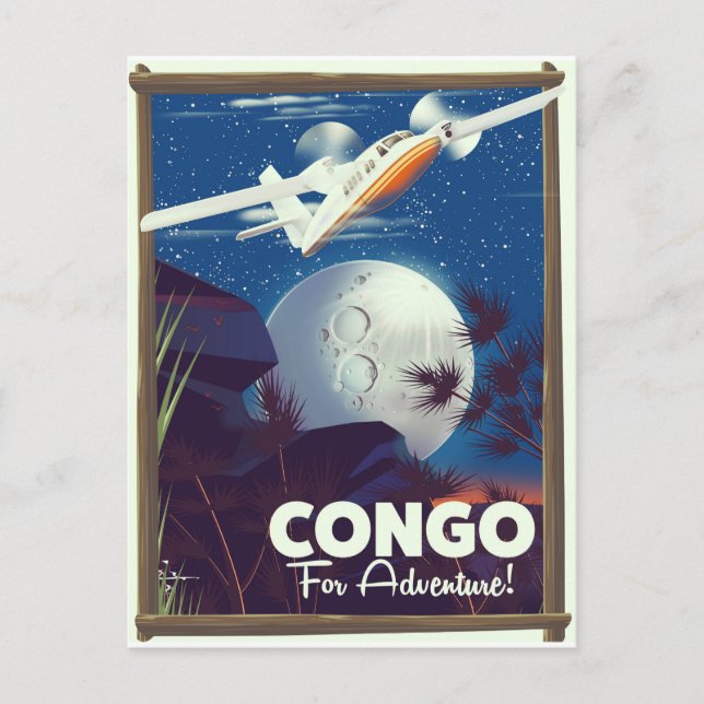 Congo For Adventure! travel poster Postcard (Front)