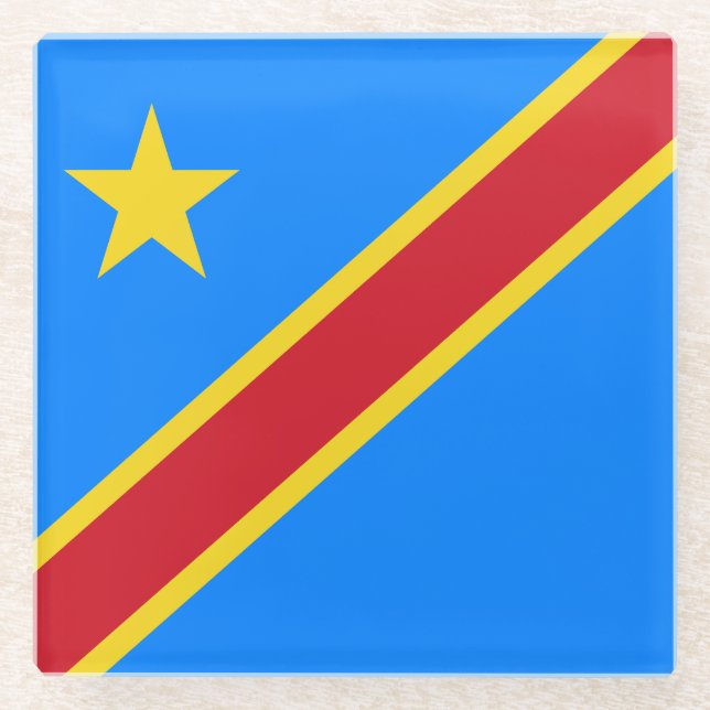 Congo Kinshasa Flag Glass Coaster (Front)
