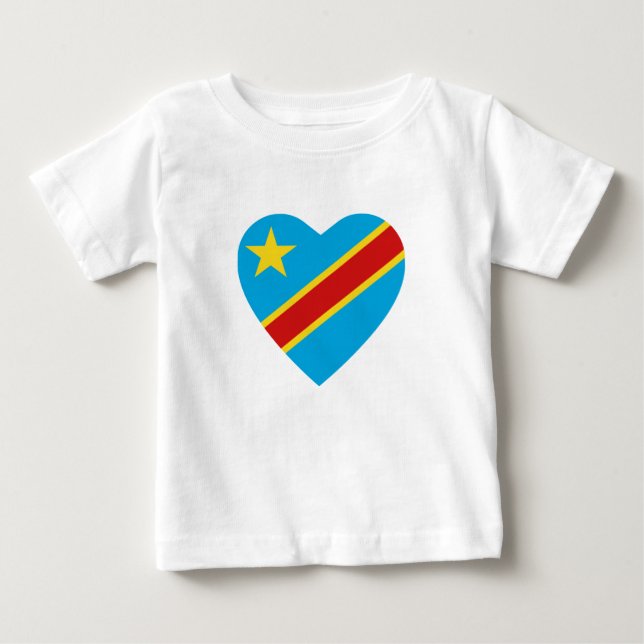 Congo-Kinshasa Flag Heart T-Shirt (Front)