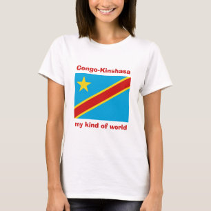 Congo-Kinshasa Flag + Map + Text T-Shirt