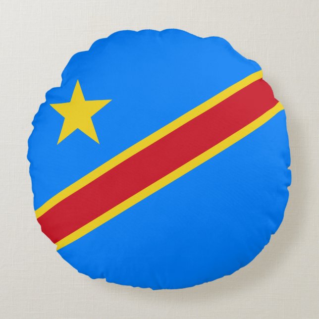 Congo Kinshasa Flag Round Cushion (Front)