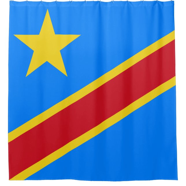 Congo-Kinshasa Flag Shower Curtain (Front)