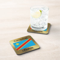Congo-Kinshasa Flag+Text Coaster
