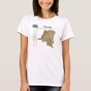Congo-Kinshasa Map + Flag + Title T-Shirt