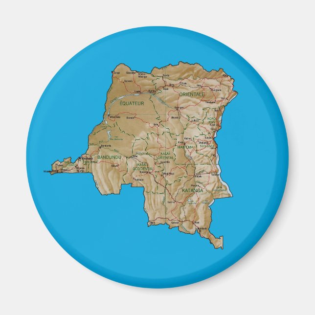 Congo-Kinshasa Map Magnet (Front)