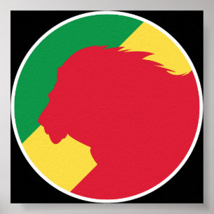 Congo Lion Congolese National Animal Flag Poster