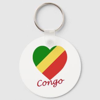 Congo Republic Flag Heart Key Ring