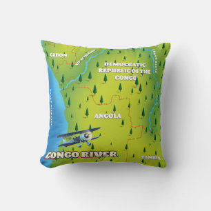 Congo River Beautiful vintage map Cushion