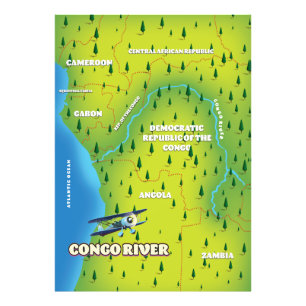 Congo River Beautiful vintage map Photo Print