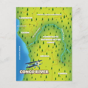 Congo River Beautiful vintage map Postcard