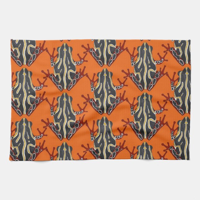 congo tree frog orange tea towel (Horizontal)