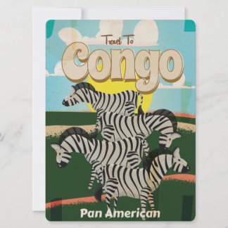 Congo Vintage Travel Poster Invitation