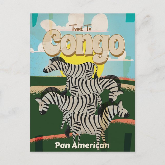 Congo Vintage Travel Poster. Postcard (Front)