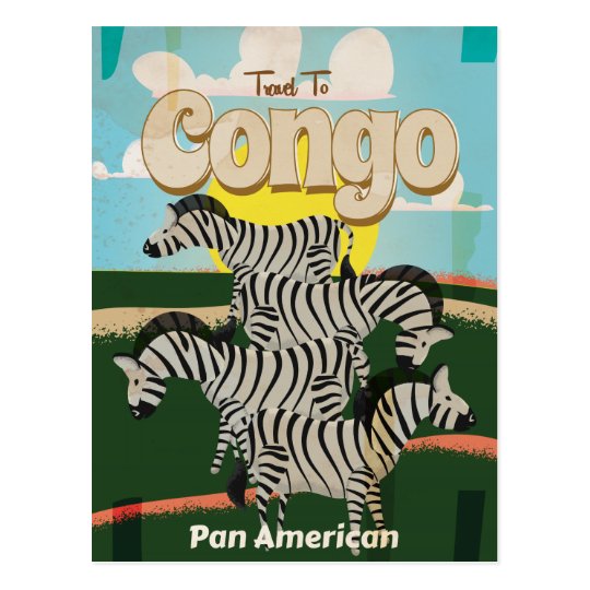 Congo Vintage Travel Poster. Postcard