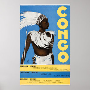 Congo Vintage Travel Poster Restored