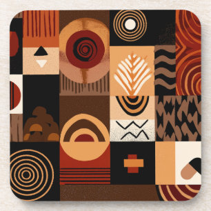 Congolese motifs background grid coaster
