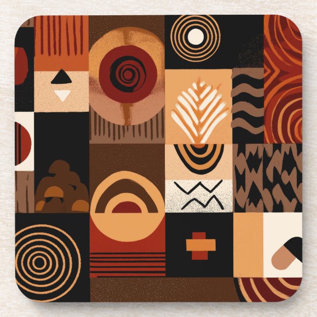 Congolese motifs background grid coaster (Front)