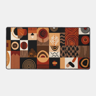 Congolese motifs background grid desk mat