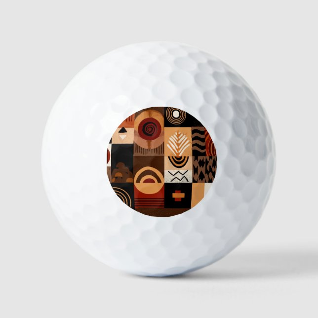 Congolese motifs background grid golf balls (Front)
