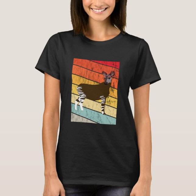 Congolese Okapi Retro Vintage Sunset T-Shirt (Front)
