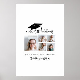 Congradulations 5 Photo Guest Graduation Signature Poster