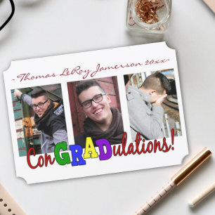 ConGRADulations Tri-Photo Grad Announcement Card