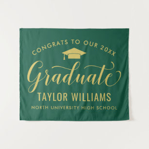 Congrats 2023 Graduate Green Gold Graduation Tapestry