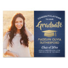 Congrats 2 Photo Brushed Navy Gold Graduation Yard
