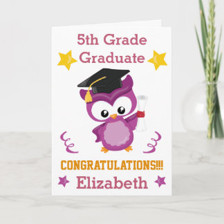 Congrats 5th grade graduate purple and gold theme card