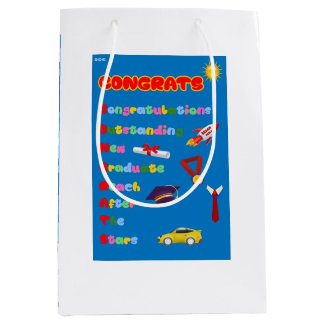 Congrats Acronym Graduate Gift Bag for Boys (Front)
