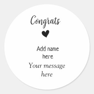 Congrats add name message graduate custom template classic round sticker