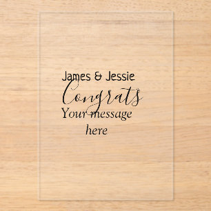 Congrats add name message wedding newly wed couple acrylic invitations