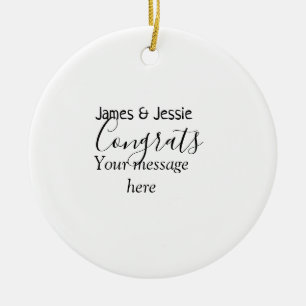 Congrats add name message wedding newly wed couple ceramic tree decoration