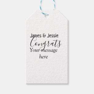 Congrats add name message wedding newly wed couple gift tags