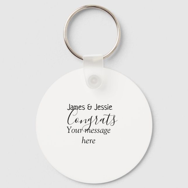 Congrats add name message wedding newly wed couple key ring (Front)