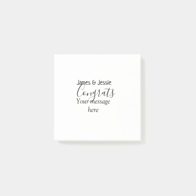 Congrats add name message wedding newly wed couple post-it notes (Front)