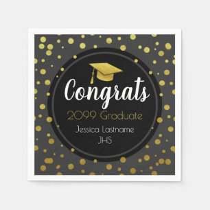Congrats Any Year Graduate Gold Confetti Napkin