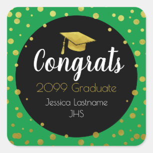 Congrats Any Year Graduate Gold Confetti Square Sticker