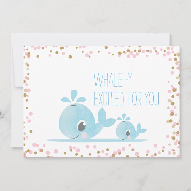 Congrats Baby Watercolor Cute Whales Card (Front)
