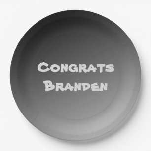 Congrats Black Gradient Paper Plate