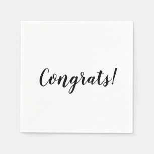 Congrats black white custom script minimalist napkin
