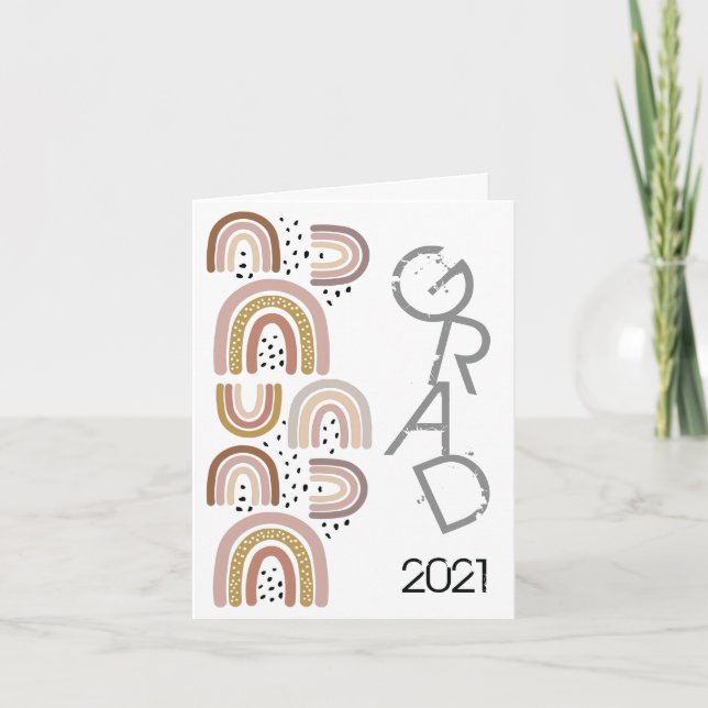 Congrats Boho Graduation Rainbows Card (Front)