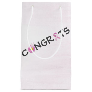 Congrats Breast Cancer Pink Ribbons Small Gift Bag