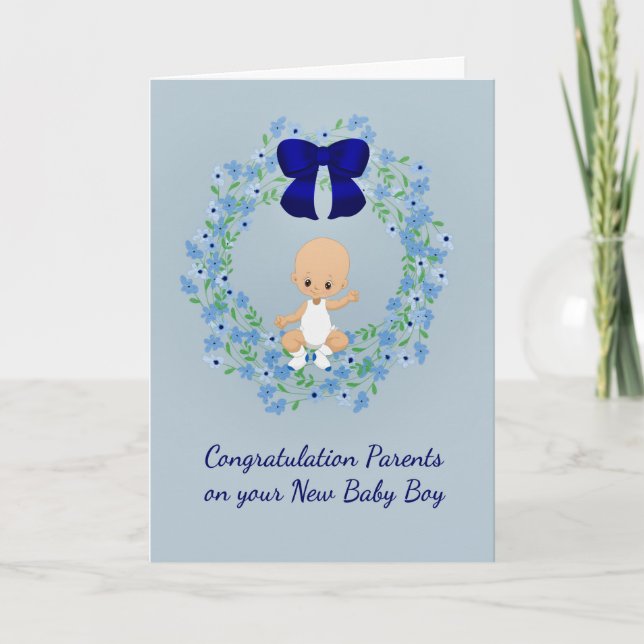 Congrats Card for Parents of New Baby Boy (Front)