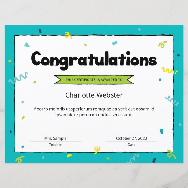 Congrats Certificate Award Template Congratulation (Front)
